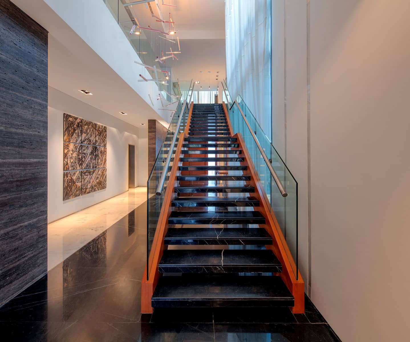 Architecture Photography: Contemporary Staircase & hallway of private villa Dubai