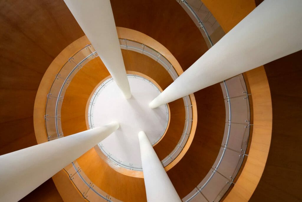 Architecture Photography Dubai: Skyward view of atrium at Gems private school, Dubai.