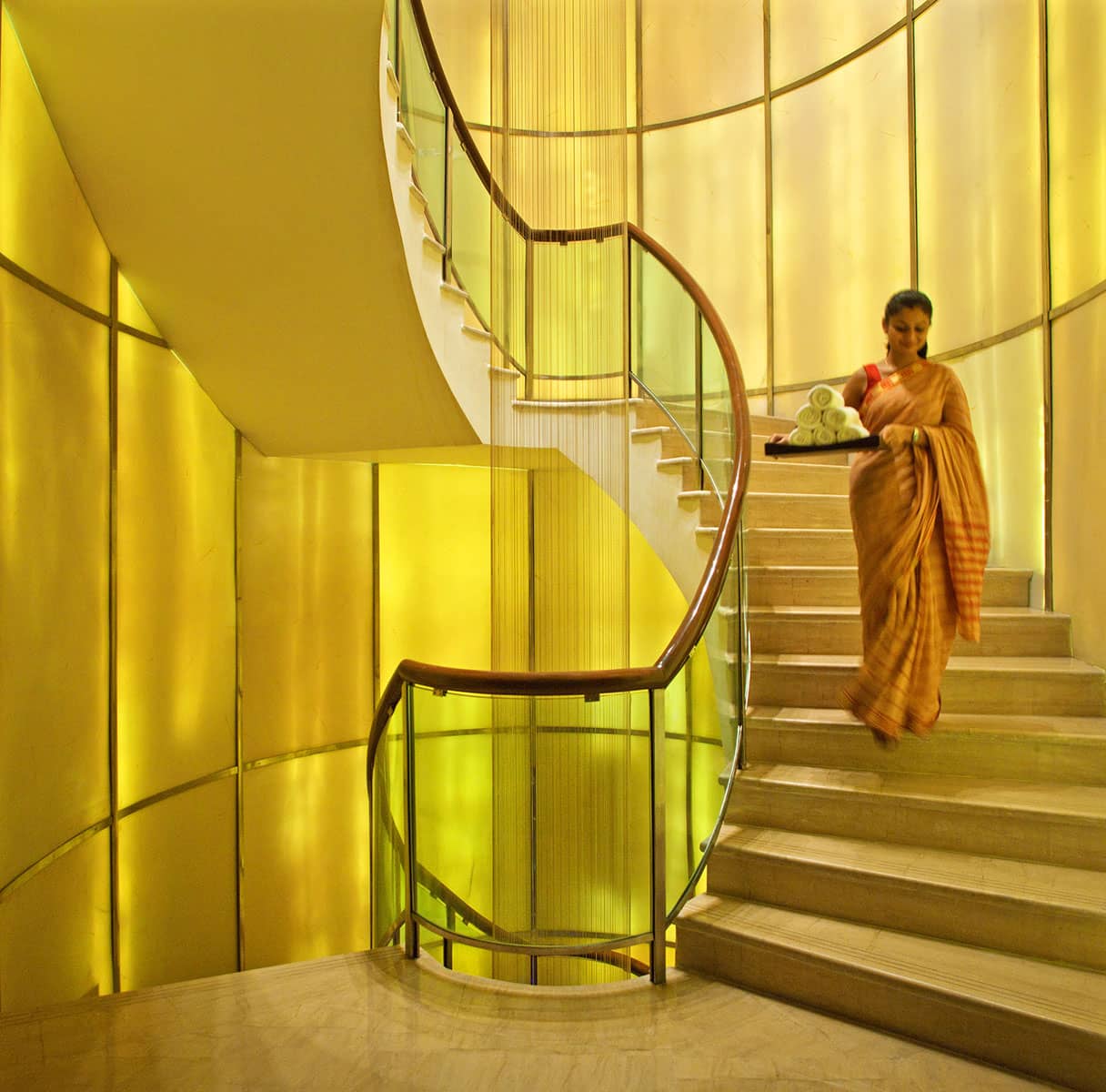 Architecture Photography India: Staircase in five star hotel, New Delhi, India.