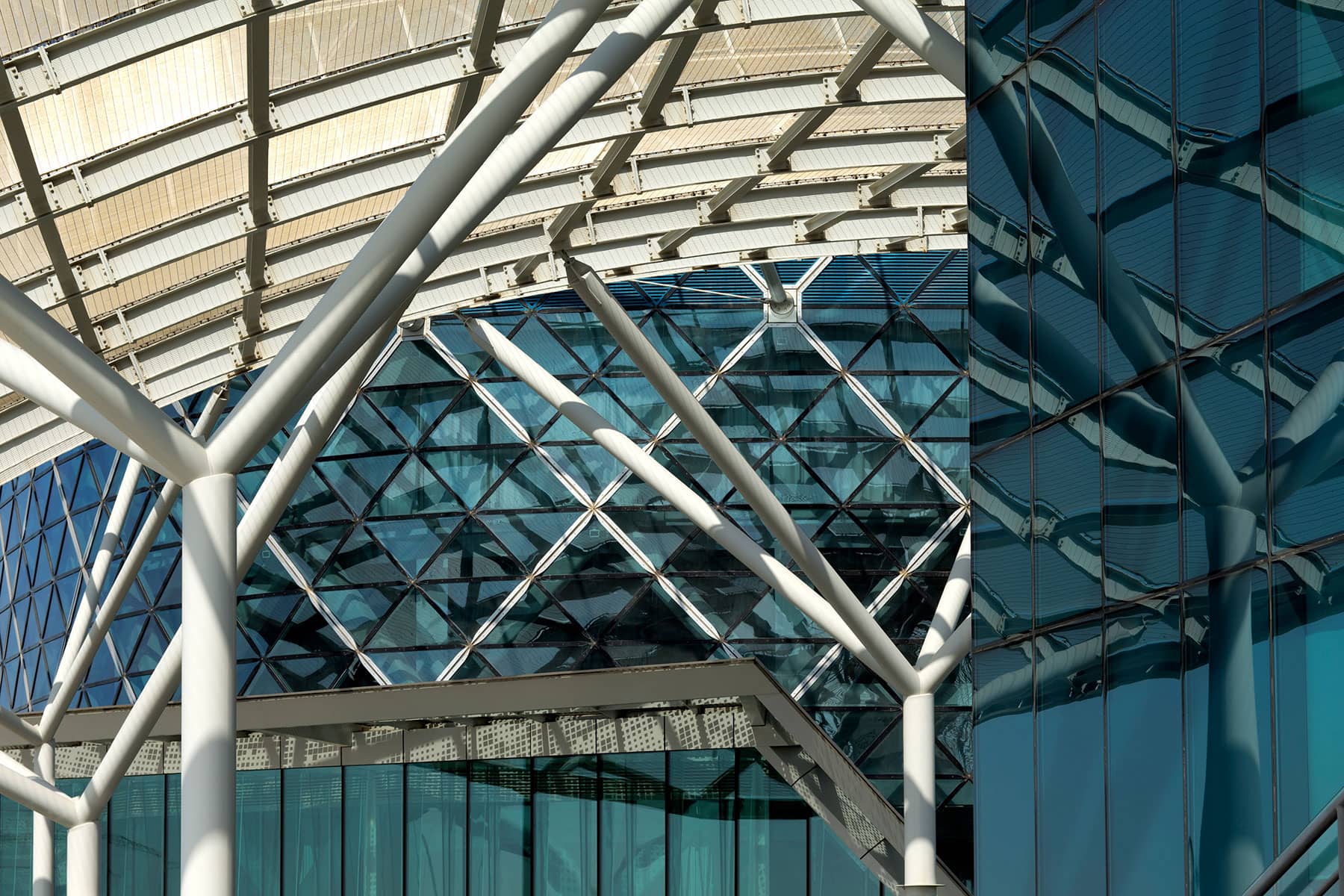 Architecture Photography: Abstract Perspective of canopy shading at Capital Gate Building, Abu Dhabi.