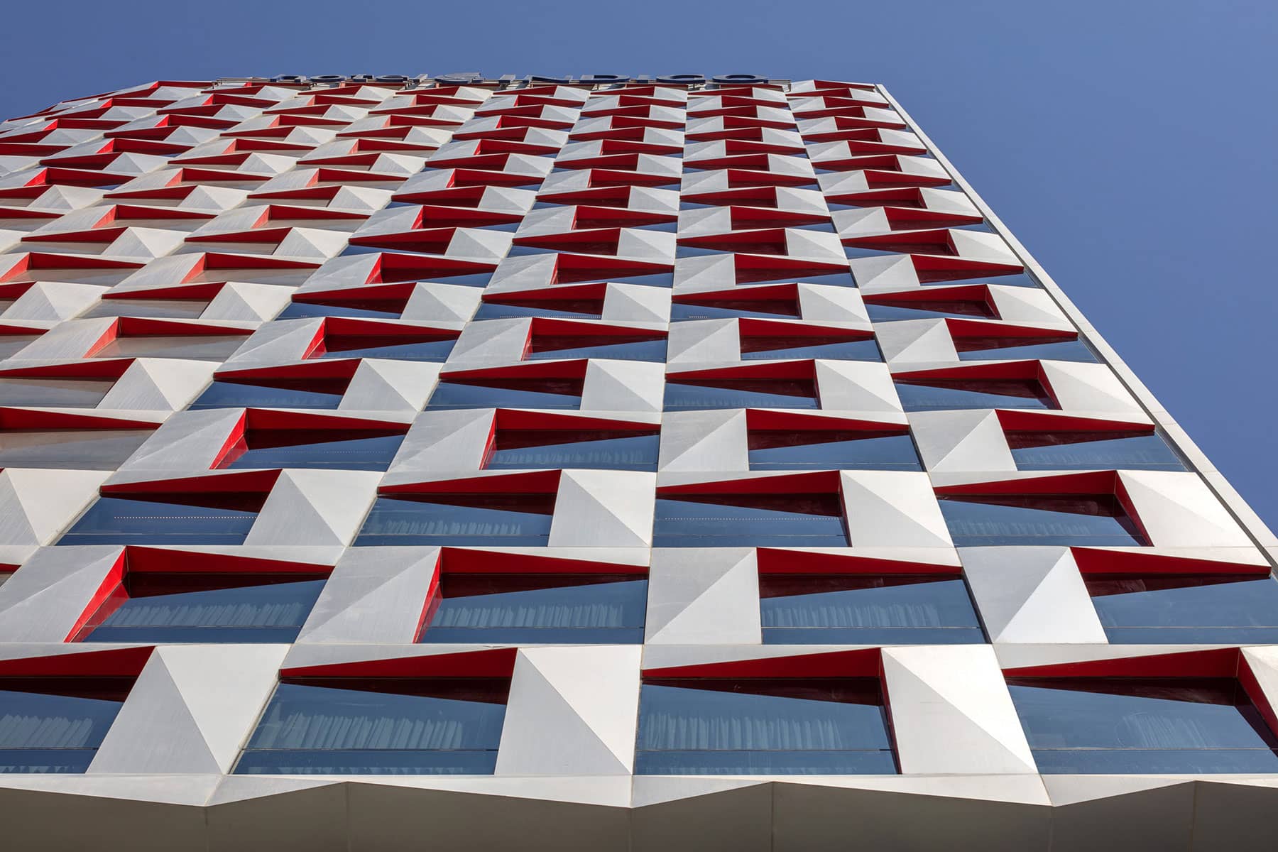 Architecture Photography Dubai: Abstract of façade and window pattern at Indigo Hotel Dubai, UAE.