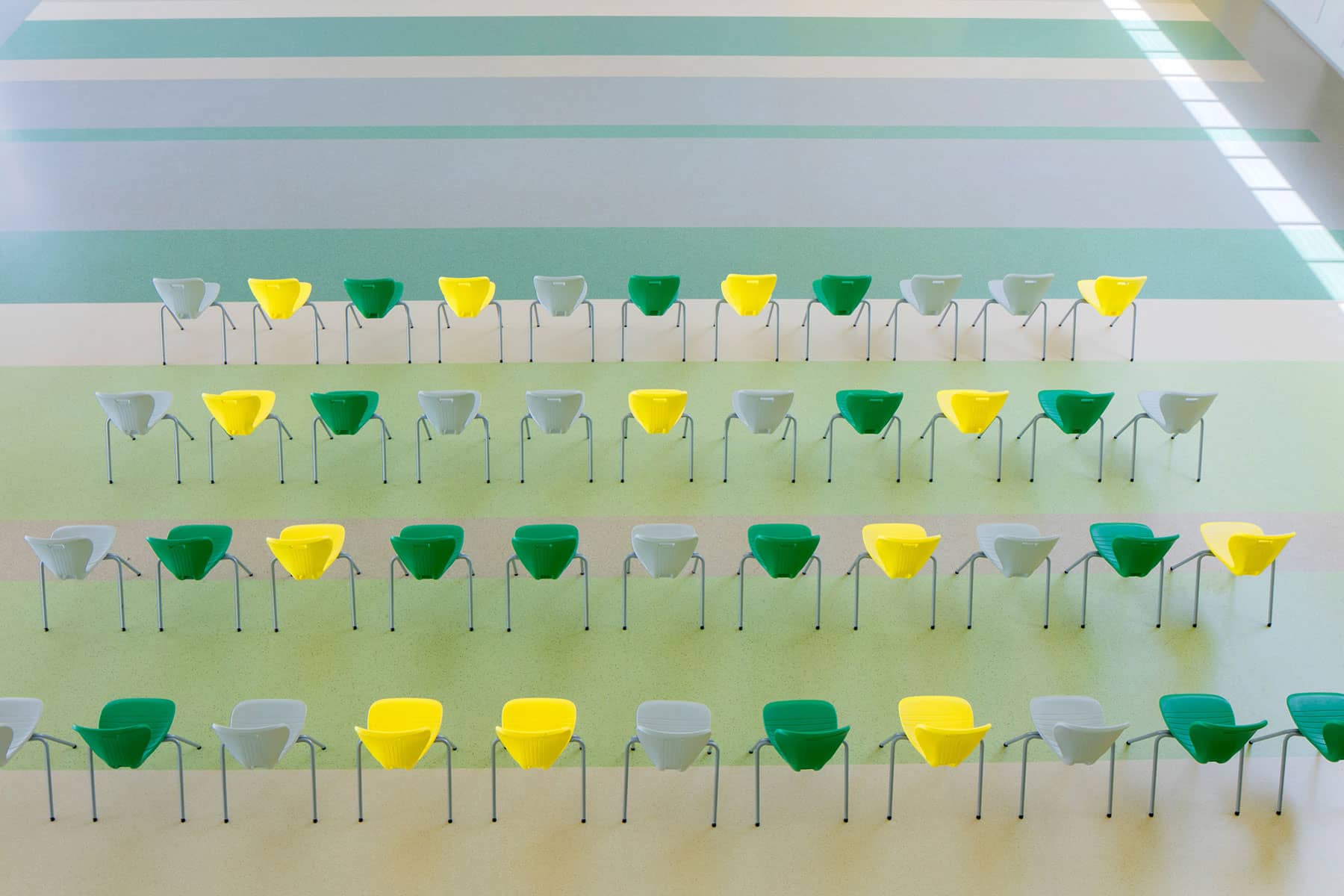 Architecture Photography: It's no coincidence that the chairs are perfectly aligned.
