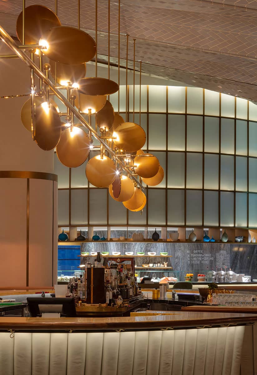 Architecture Photography Dubai: Architecture detail of Complex lighting design at restaurant in Dubai.